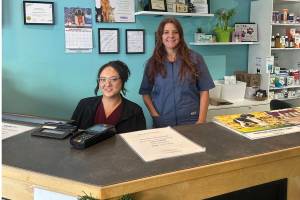 Dr. Lana Wilson of Parkland Veterinary Clinic and receptionist Megan (left). (Contributed photo)